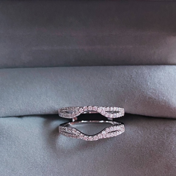 💕Rose gold double Enhancer Wrap wedding band guard promise vacation bridal ring - Picture 6 of 9